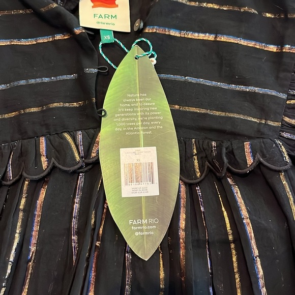 NWT FARM RIO Metallic Stripe Ruffle Shirt - Picture 5 of 6